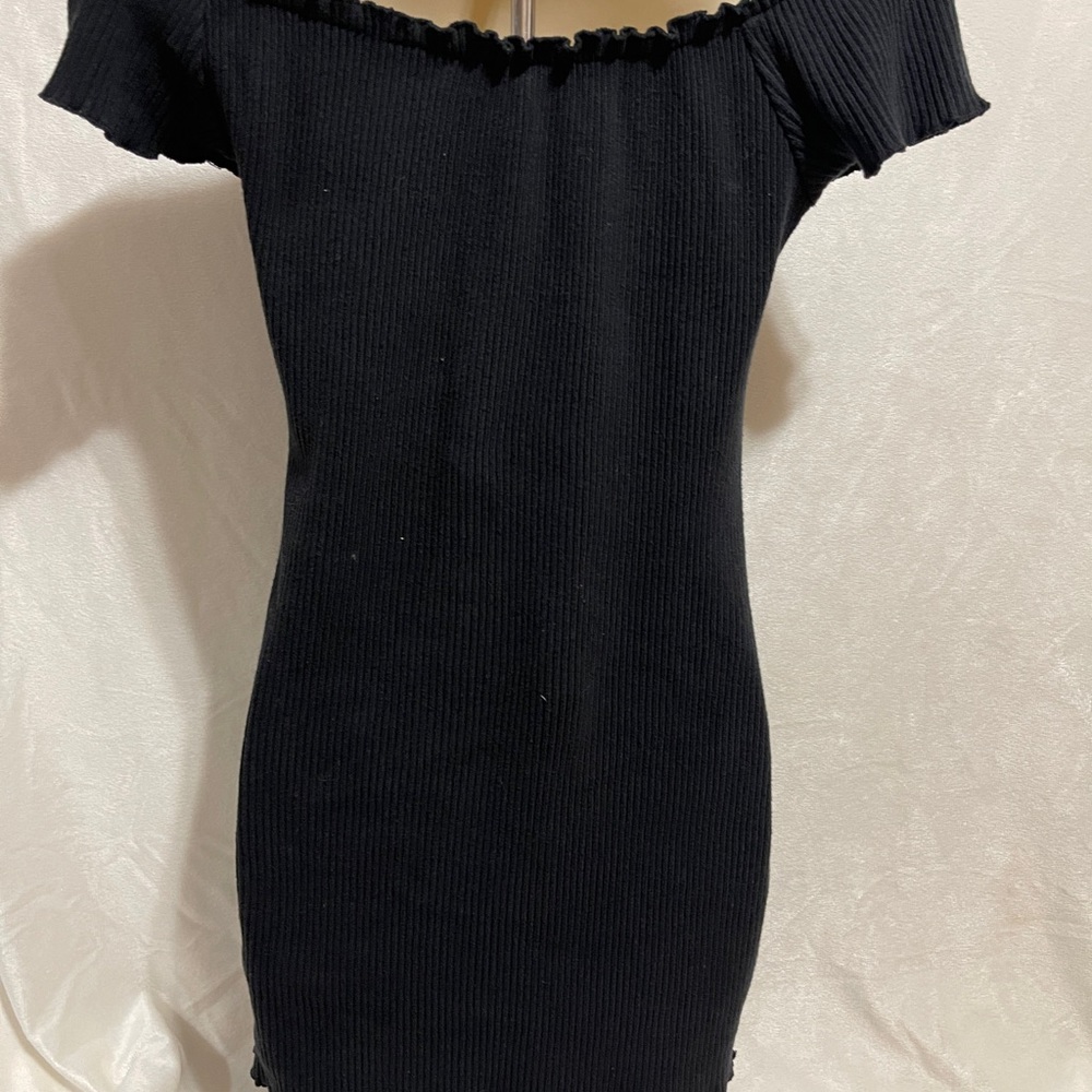 🌟 - Active USA Black Ribbed Button Front Mini M - Picture 2 of 4